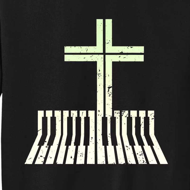 Christian Piano Cross Keyboard Pianist Tall Sweatshirt