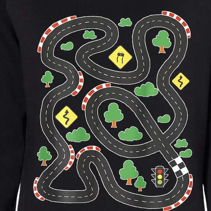 Cool Playmat Car Race Track On Back Dad Womens California Wash Sweatshirt