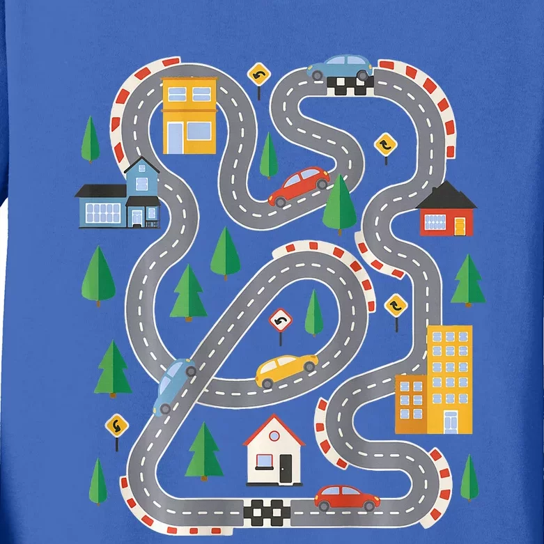 Cool Playmat Car Race Track Fathers Day Kids Long Sleeve Shirt