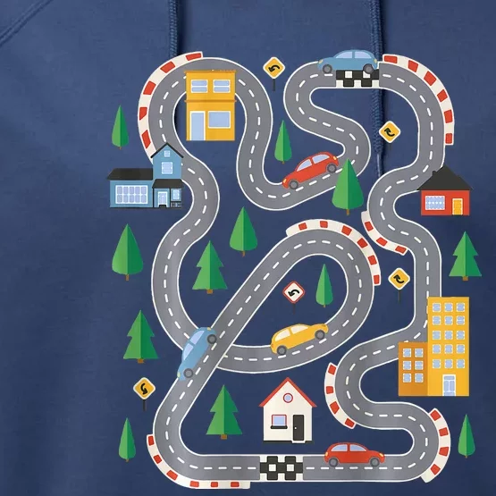 Cool Playmat Car Race Track Fathers Day Performance Fleece Hoodie