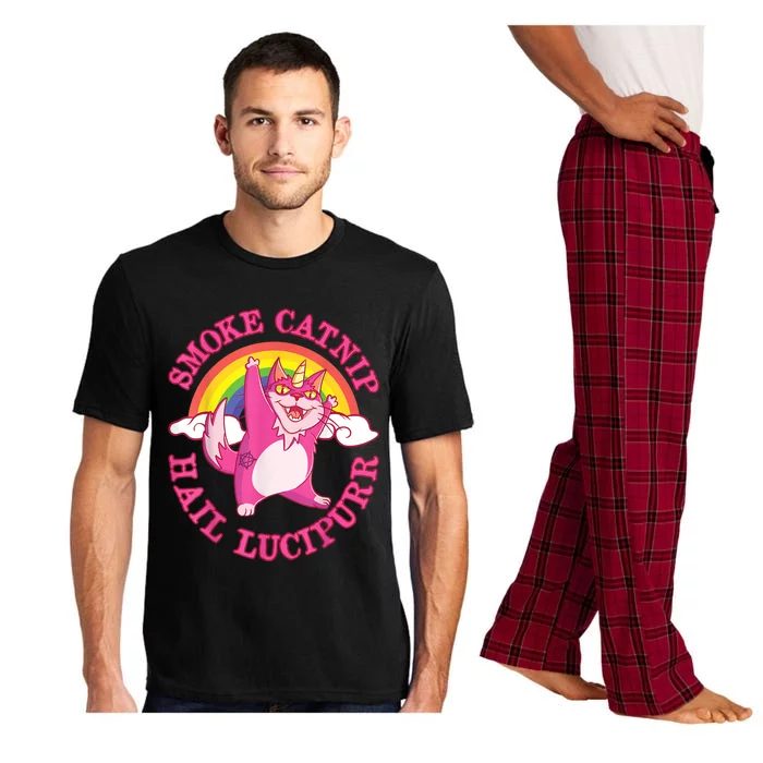 Caticorn Pink Cat Unicorn Rainbow Smoke Catnip Hail Lucipurr Pajama Set