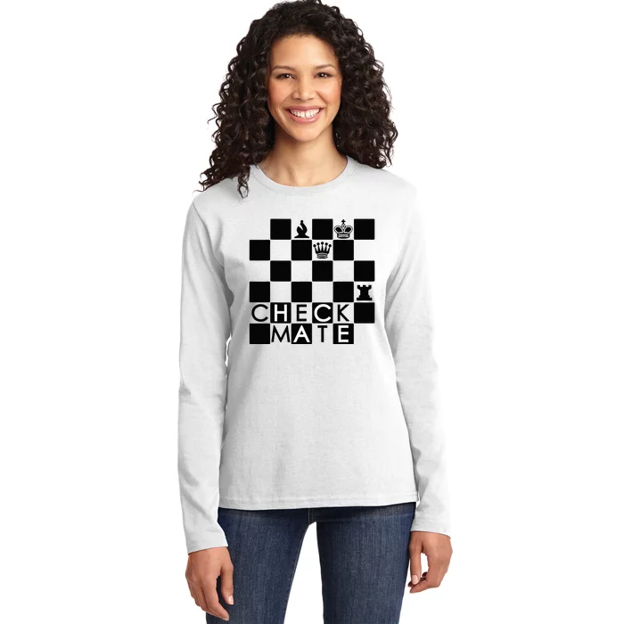 Chess Pieces Chess Checkmate Chess Club Chessboard Ladies Long Sleeve Shirt