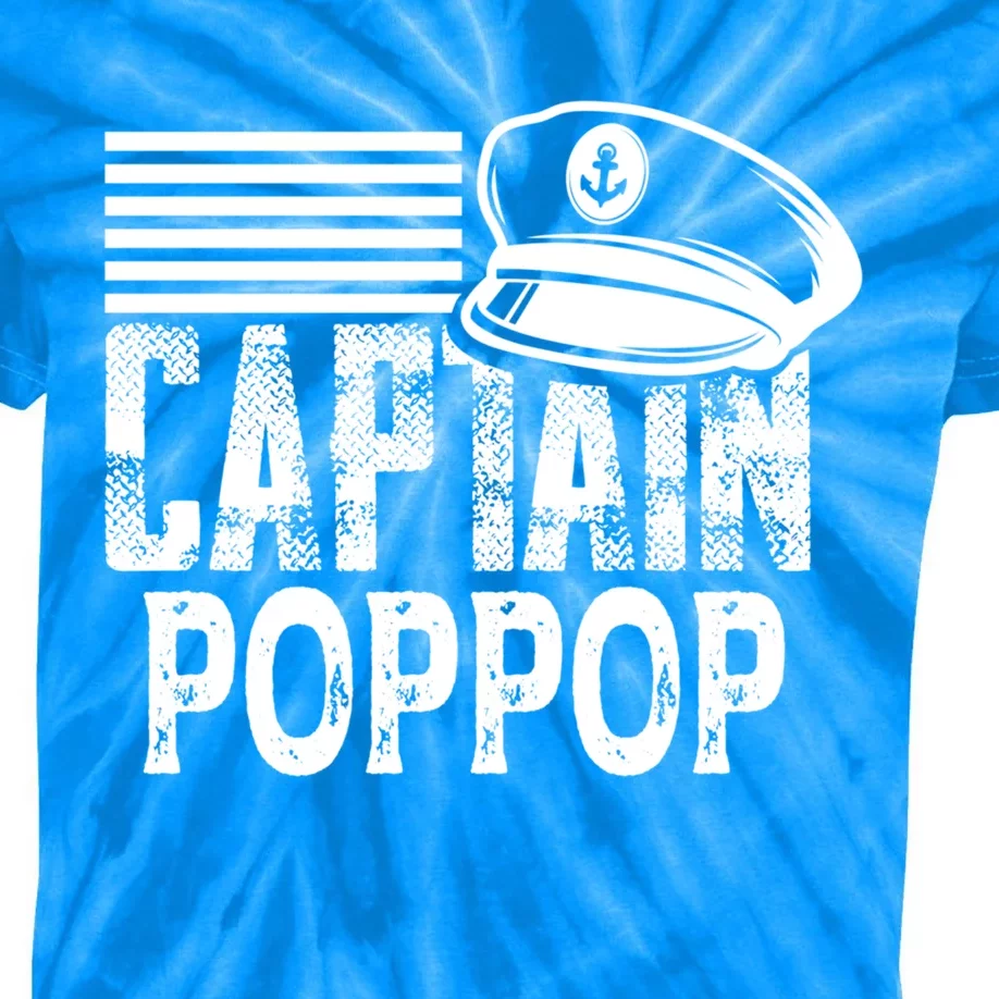 Captain Poppop Cool Gift Sailing Captain Hat Boat Owner Boating Gift Kids Tie-Dye T-Shirt