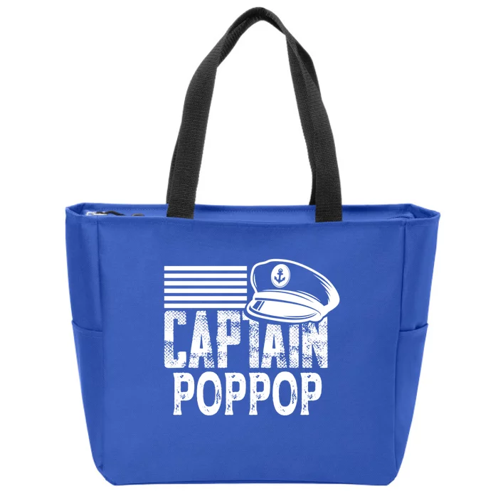 Captain Poppop Cool Gift Sailing Captain Hat Boat Owner Boating Gift Zip Tote Bag