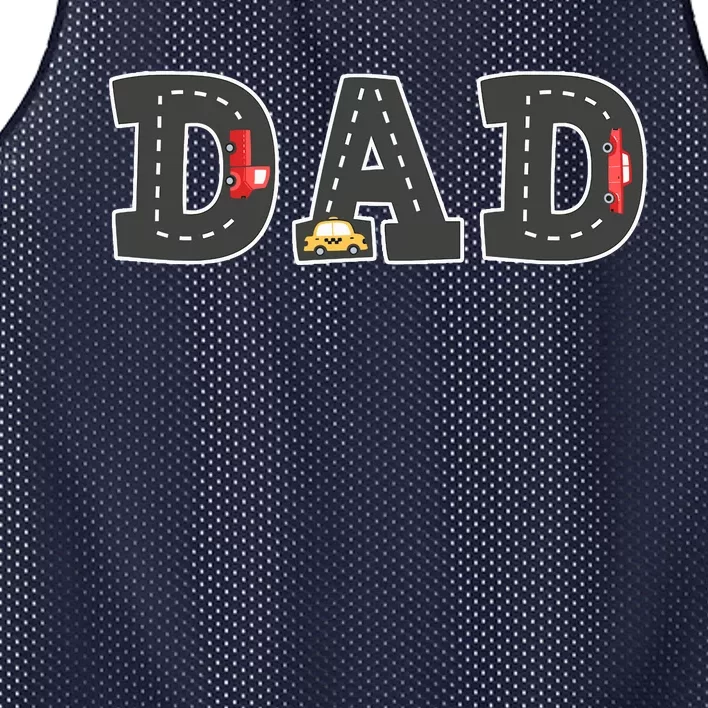 Cool Playmat Car Race Track On Back Dad (Two Side) Mesh Reversible Basketball Jersey Tank