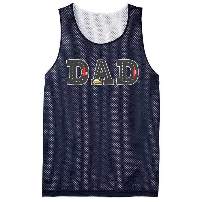 Cool Playmat Car Race Track On Back Dad (Two Side) Mesh Reversible Basketball Jersey Tank