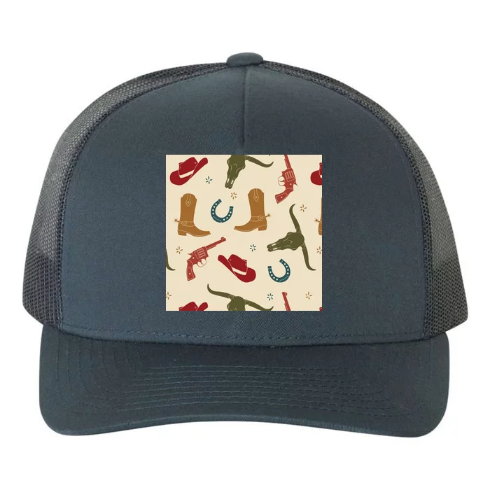 Cowboy Pattern Yupoong Adult 5-Panel Trucker Hat