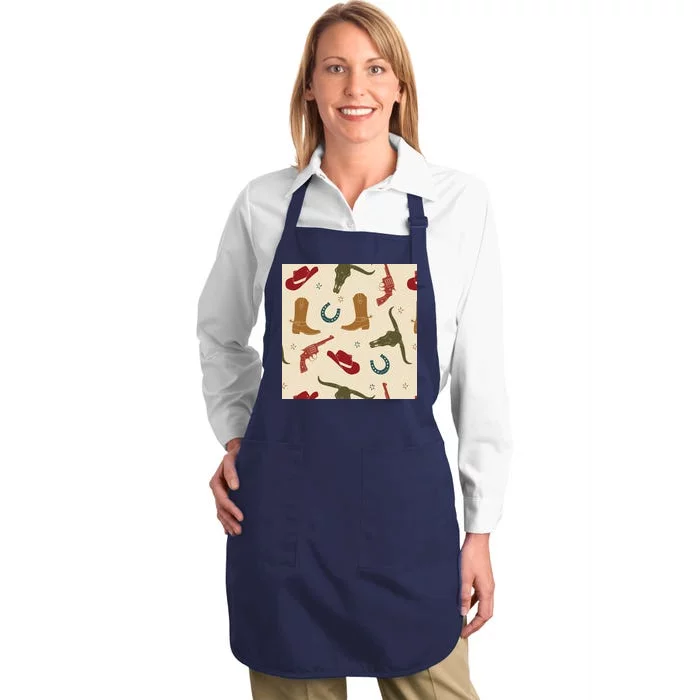 Cowboy Pattern Full-Length Apron With Pocket