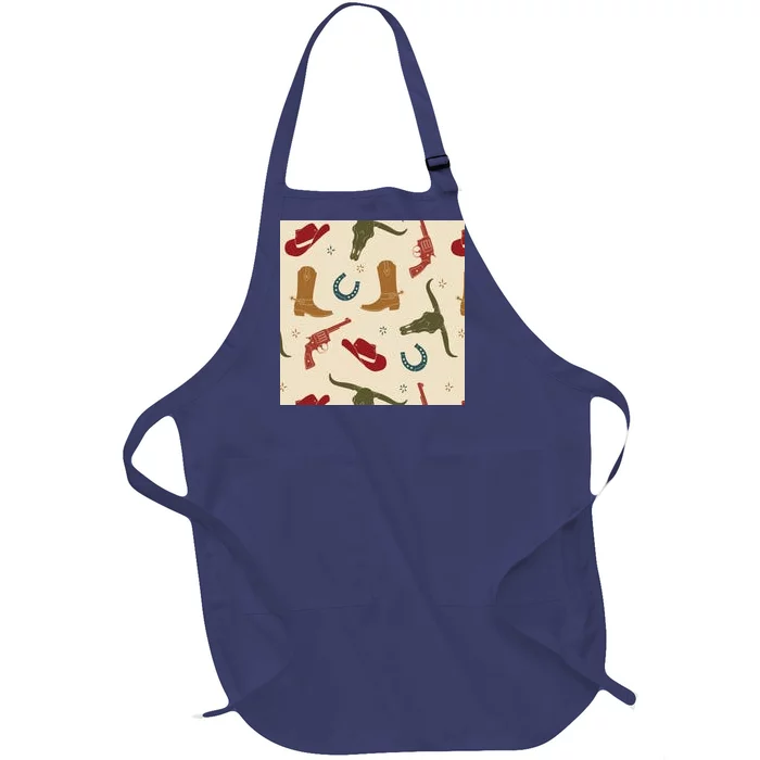 Cowboy Pattern Full-Length Apron With Pocket