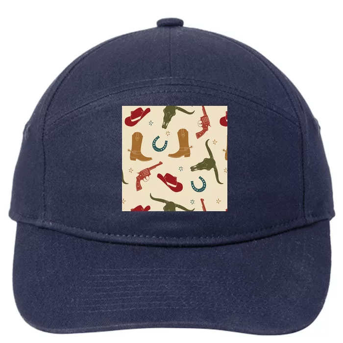 Cowboy Pattern 7-Panel Snapback Hat