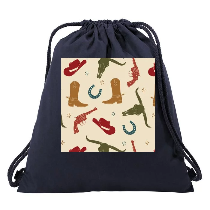 Cowboy Pattern Drawstring Bag