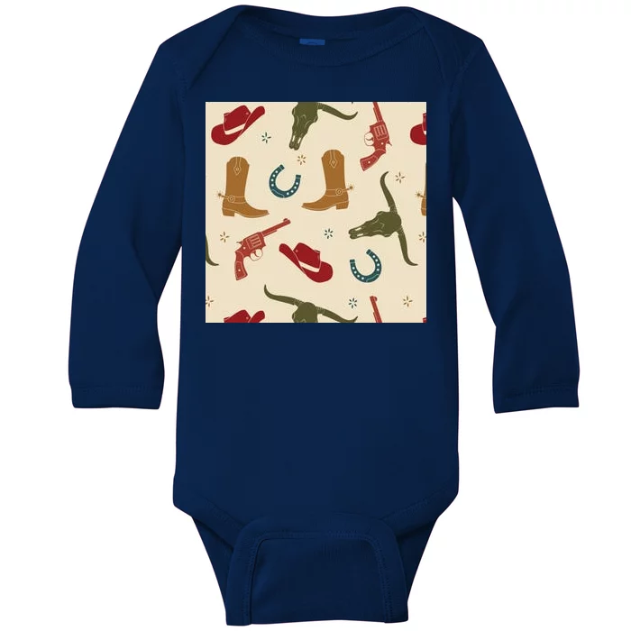 Cowboy Pattern Baby Long Sleeve Bodysuit