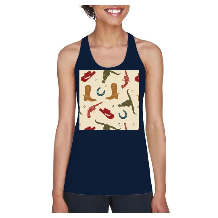 Cowboy Pattern Women's Racerback Tank