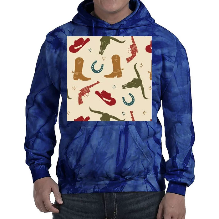 Cowboy Pattern Tie Dye Hoodie