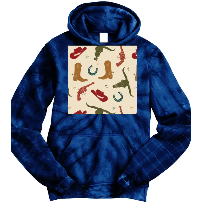 Cowboy Pattern Tie Dye Hoodie