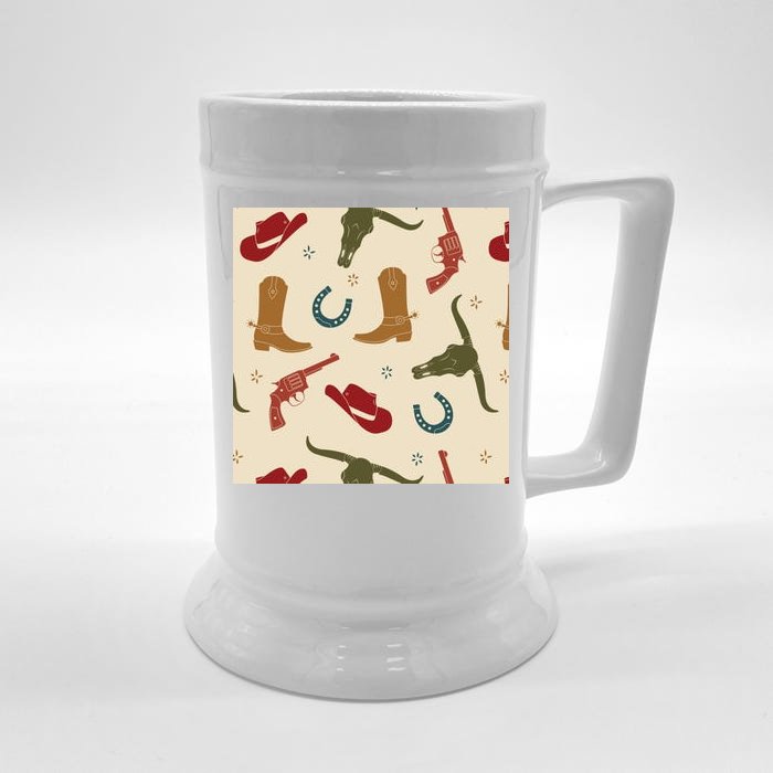 Cowboy Pattern Front & Back Beer Stein