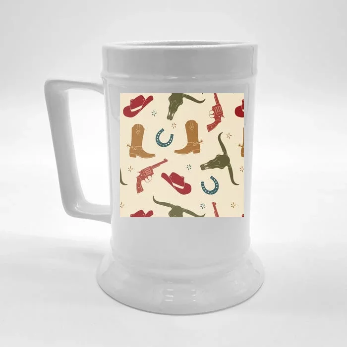 Cowboy Pattern Front & Back Beer Stein