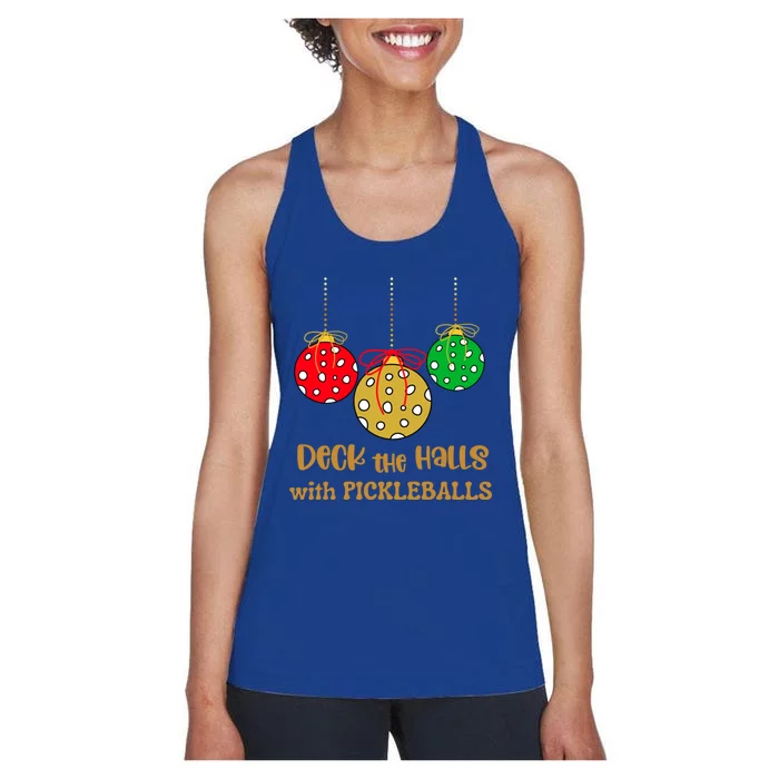 Christmas Pickleball Cool Gift Deck The Halls With Pickleballs Cool Gift Women's Racerback Tank