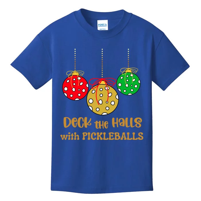 Christmas Pickleball Cool Gift Deck The Halls With Pickleballs Cool Gift Kids T-Shirt