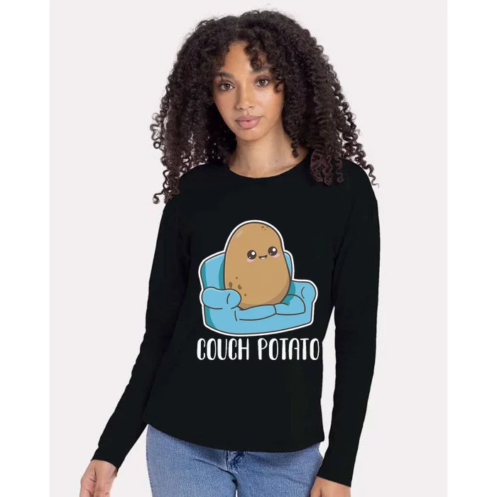 Couch Potato Cute Kawaii Funny Potato Costume Womens Cotton Relaxed Long Sleeve T-Shirt