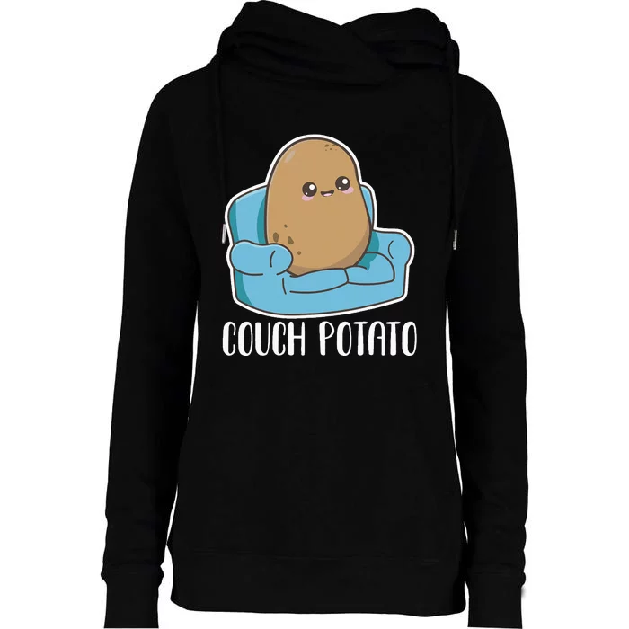 Couch Potato Cute Kawaii Funny Potato Costume Womens Funnel Neck Pullover Hood