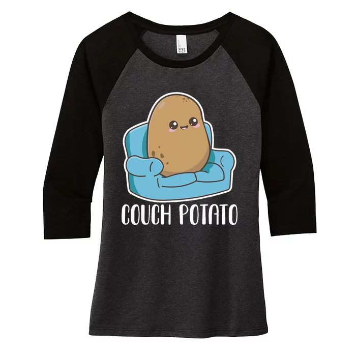 Couch Potato Cute Kawaii Funny Potato Costume Women's Tri-Blend 3/4-Sleeve Raglan Shirt