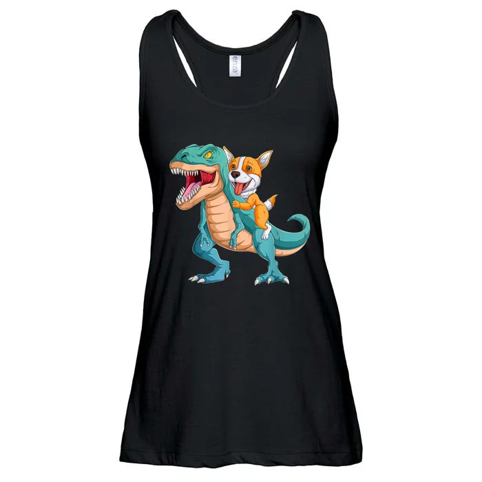 Corgi Puppy Corgi T Rex Dinosaur For Pet Lovers Ladies Essential Flowy Tank