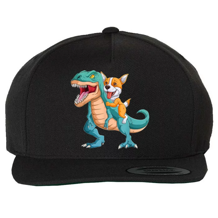 Corgi Puppy Corgi T Rex Dinosaur For Pet Lovers Wool Snapback Cap