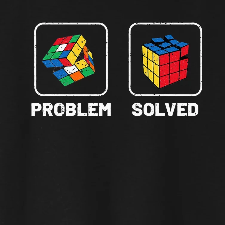 Competitive Puzzle Cube Problem Solved Speed Cubing Women's Crop Top Tee