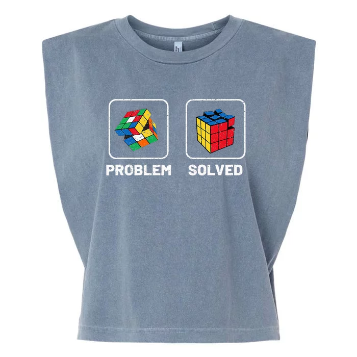 Competitive Puzzle Cube Problem Solved Speed Cubing Garment-Dyed Women's Muscle Tee