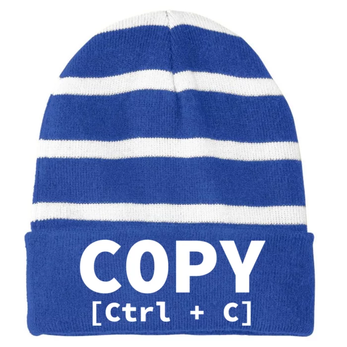 Copy Paste Ctrl C Ctrl V Matching Family Gift Striped Beanie with Solid Band