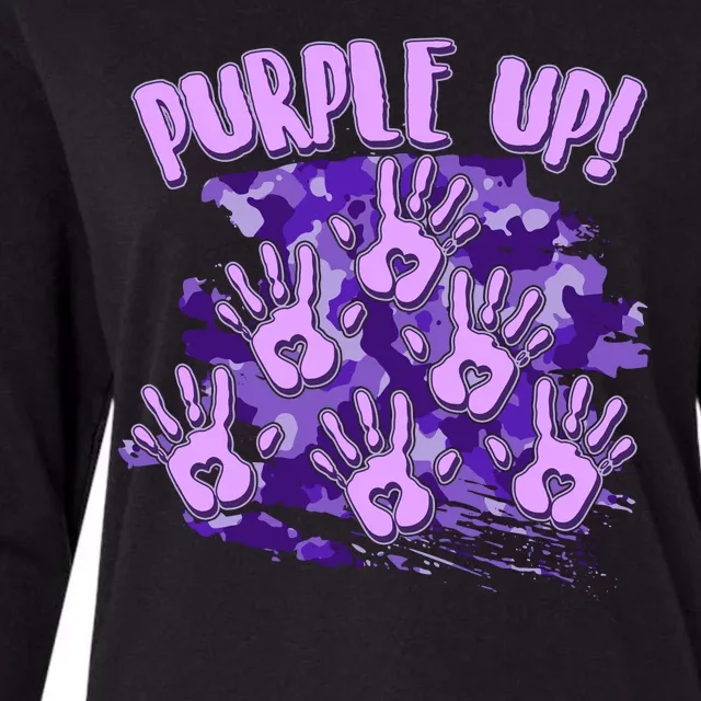 Cool Purple Camouflage Camo Hand Prints Womens Cotton Relaxed Long Sleeve T-Shirt