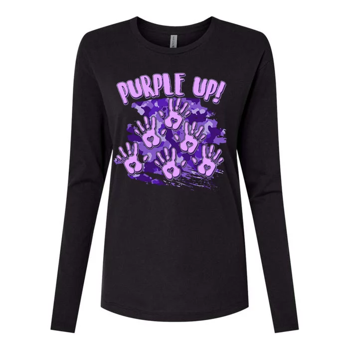 Cool Purple Camouflage Camo Hand Prints Womens Cotton Relaxed Long Sleeve T-Shirt