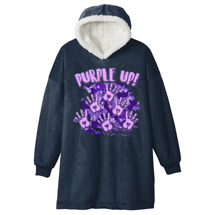 Cool Purple Camouflage Camo Hand Prints Hooded Wearable Blanket