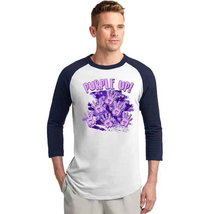 Cool Purple Camouflage Camo Hand Prints Baseball Sleeve Shirt