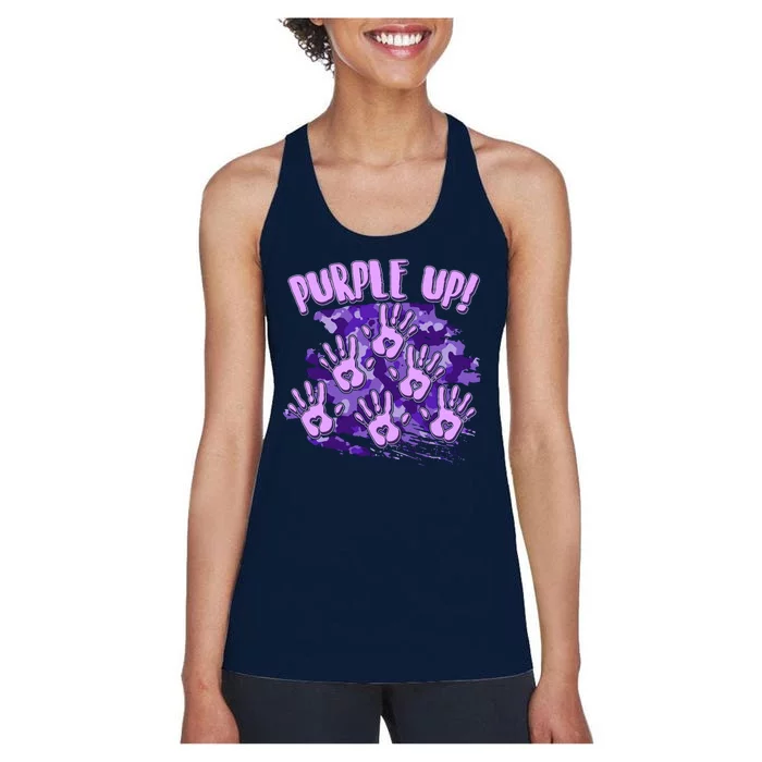 Cool Purple Camouflage Camo Hand Prints Women's Racerback Tank