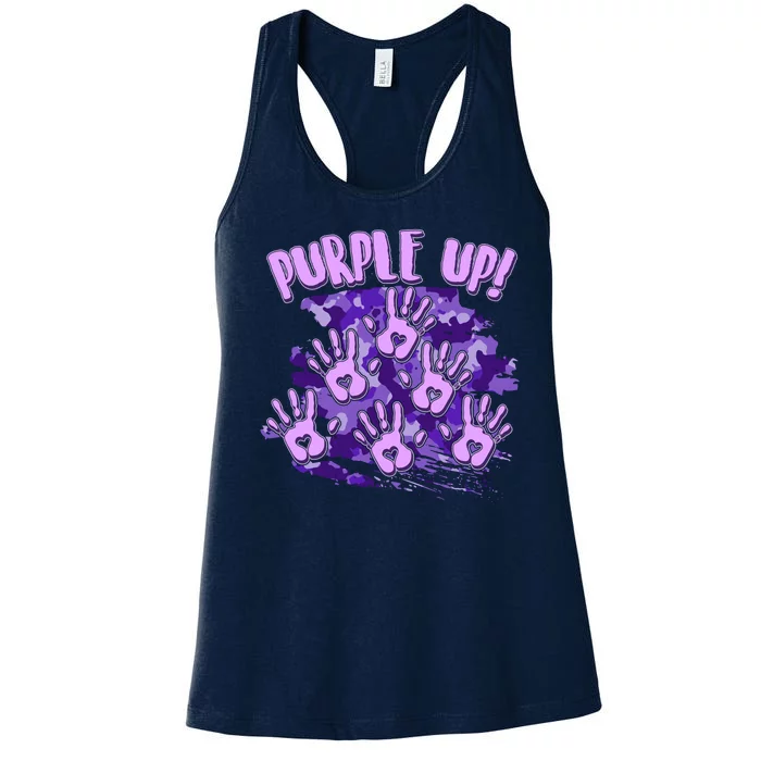 Cool Purple Camouflage Camo Hand Prints Women's Racerback Tank