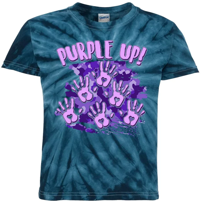 Cool Purple Camouflage Camo Hand Prints Kids Tie-Dye T-Shirt