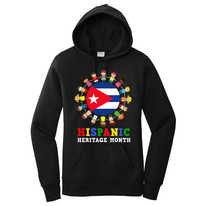 Cuban Pride Celebrate Hispanic Heritage flag Women's Pullover Hoodie