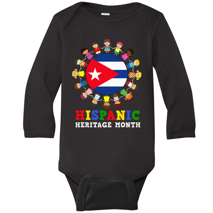 Cuban Pride Celebrate Hispanic Heritage flag Baby Long Sleeve Bodysuit