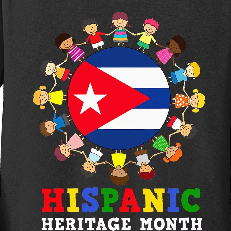 Cuban Pride Celebrate Hispanic Heritage flag Kids Long Sleeve Shirt