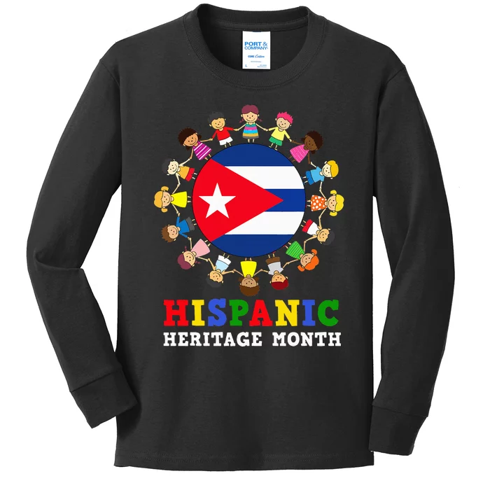 Cuban Pride Celebrate Hispanic Heritage flag Kids Long Sleeve Shirt