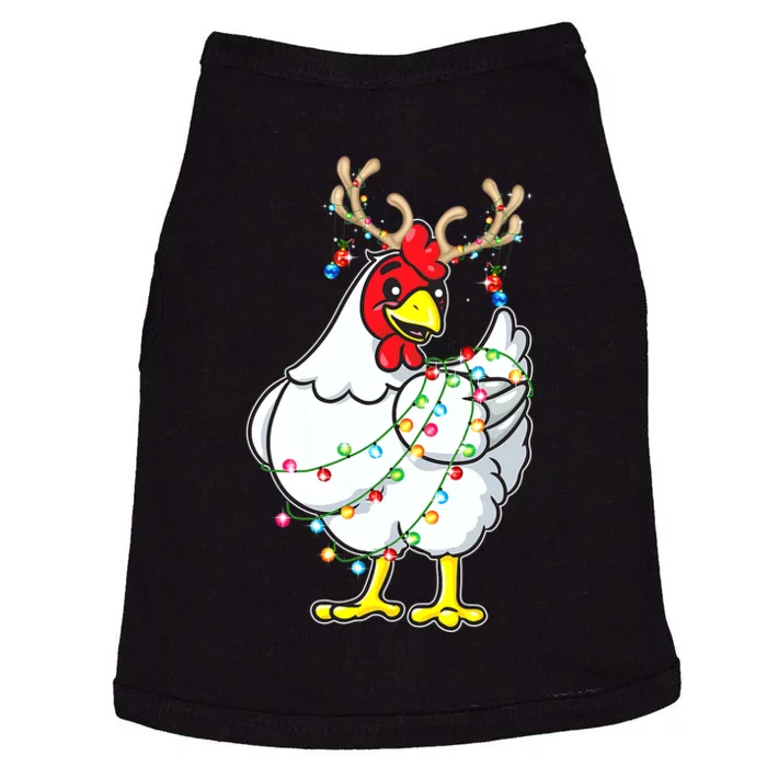 Christmas Pajama Chicken Lover Animals Xmas Tree Lights Doggie Tank