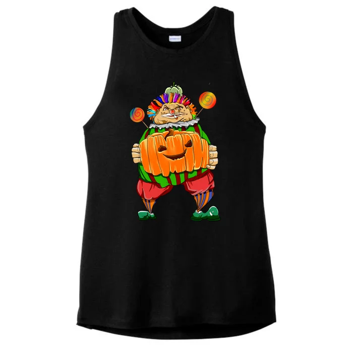 Clown Pumpkin Creepy Halloween Ladies Tri-Blend Wicking Tank