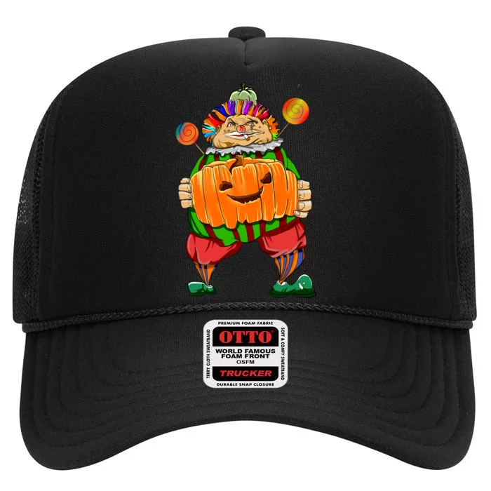 Clown Pumpkin Creepy Halloween High Crown Mesh Trucker Hat