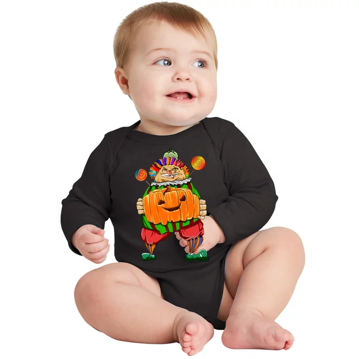 Clown Pumpkin Creepy Halloween Baby Long Sleeve Bodysuit