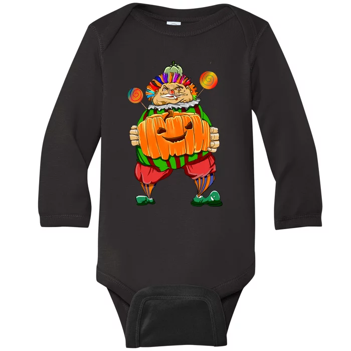 Clown Pumpkin Creepy Halloween Baby Long Sleeve Bodysuit