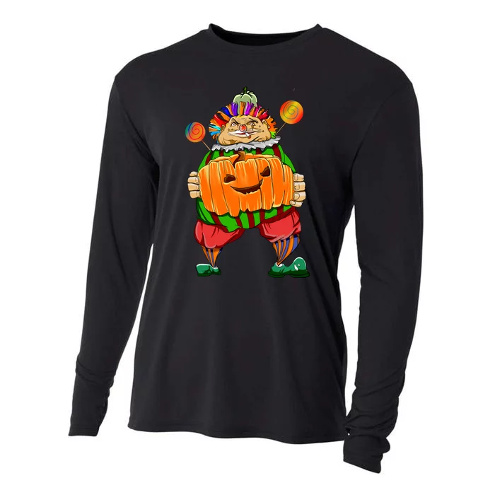 Clown Pumpkin Creepy Halloween Cooling Performance Long Sleeve Crew