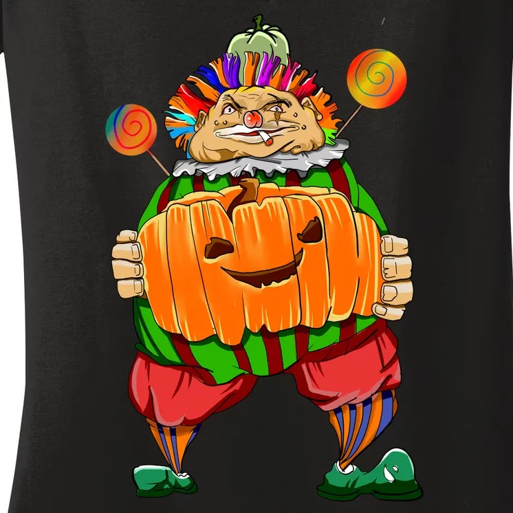 Clown Pumpkin Creepy Halloween Women's V-Neck T-Shirt