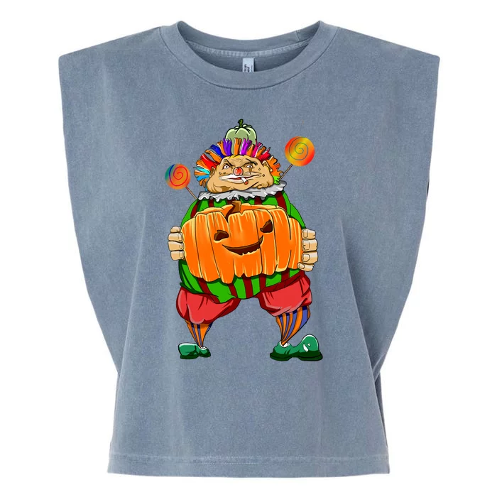 Clown Pumpkin Creepy Halloween Garment-Dyed Women's Muscle Tee